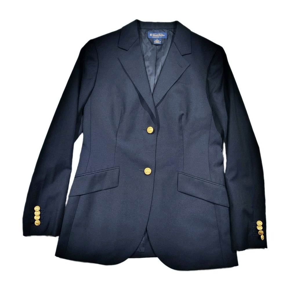 Brooks Brothers Blazer Women Navy Sz 6 Wool Loro Piana Gold Buttons Jacket - Picture 1 of 14